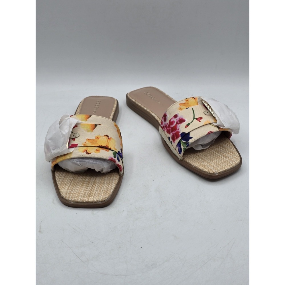 BCBGeneration | Women's Mollie Fuschia / Floral Flat Slides Sandals Size 9 M